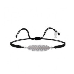 Bracciale Piuma Argento Filo Macramè Nero Kurshuni - GrelaParfum 1