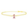 Bracciale Catenella Oro Con Bimba in Zirconi Rosa