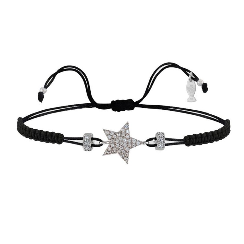 Bracciale Filo Macrame Nero con Stella