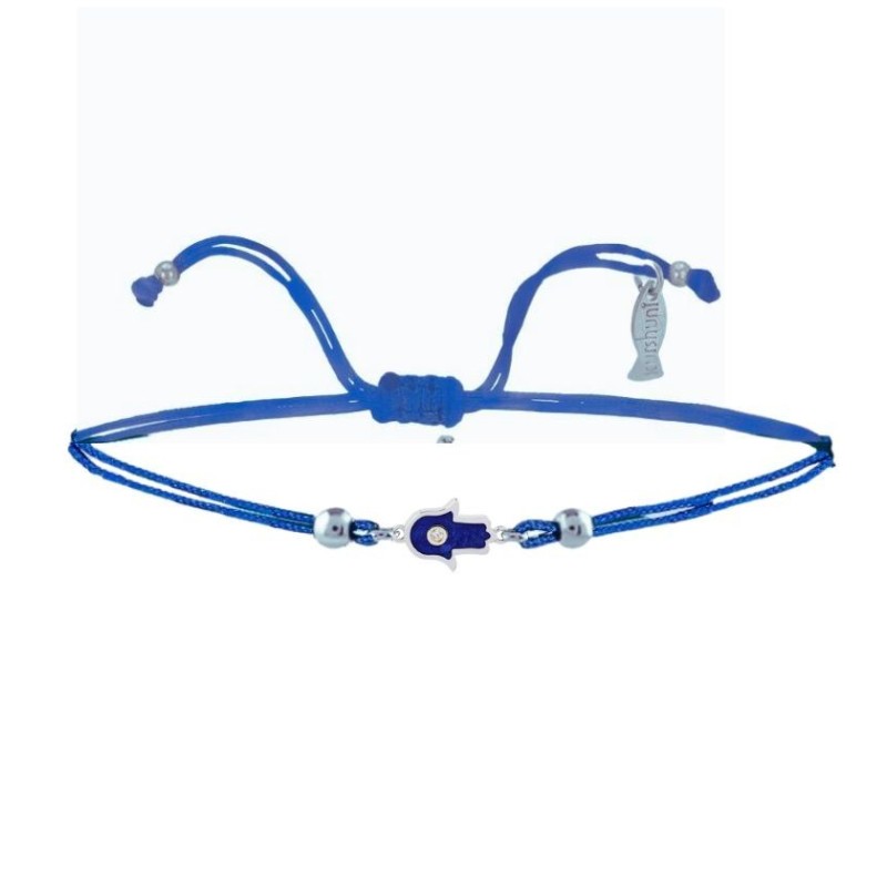 Bracciale Filo Sottile blu con Manina Bllu