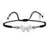 Bracciale Filo Macrame Nero con Fiocco Argento