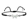 Bracciale Filo Macrame Nero con Fiocco Argento