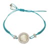 Bracciale pietra Bianca  filo macramè color azzurro