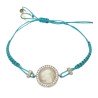 Bracciale pietra Bianca  filo macramè color azzurro