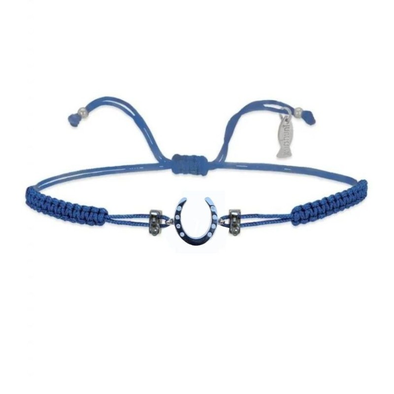 Bracciale Ferro di Cavallo Filo Macramè Blu