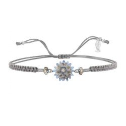 Bracciale Fiore Argento Filo Macramè Grigio