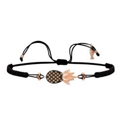 Bracciale Ananas Filo Macramè Nero